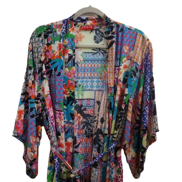 JOSIE Floral Rayon Kimono Wrap SIZE S - Picture 3 of 11